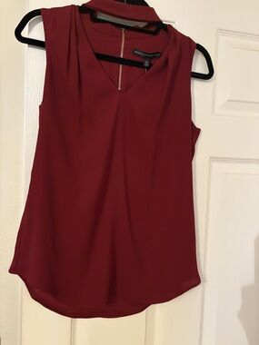 White House Black Market Wine Red V-Neck Sleeveless Tank